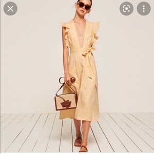 Reformation Yellow Serengeti Linen Midi Dress